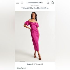 Abercrombie & Fitch Fuchsia Off-Shoulder Midi Dress